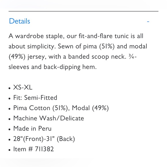 Peruvian Connection Avignon Pima Cotton Blue Tunic Top - Picture 7 of 7